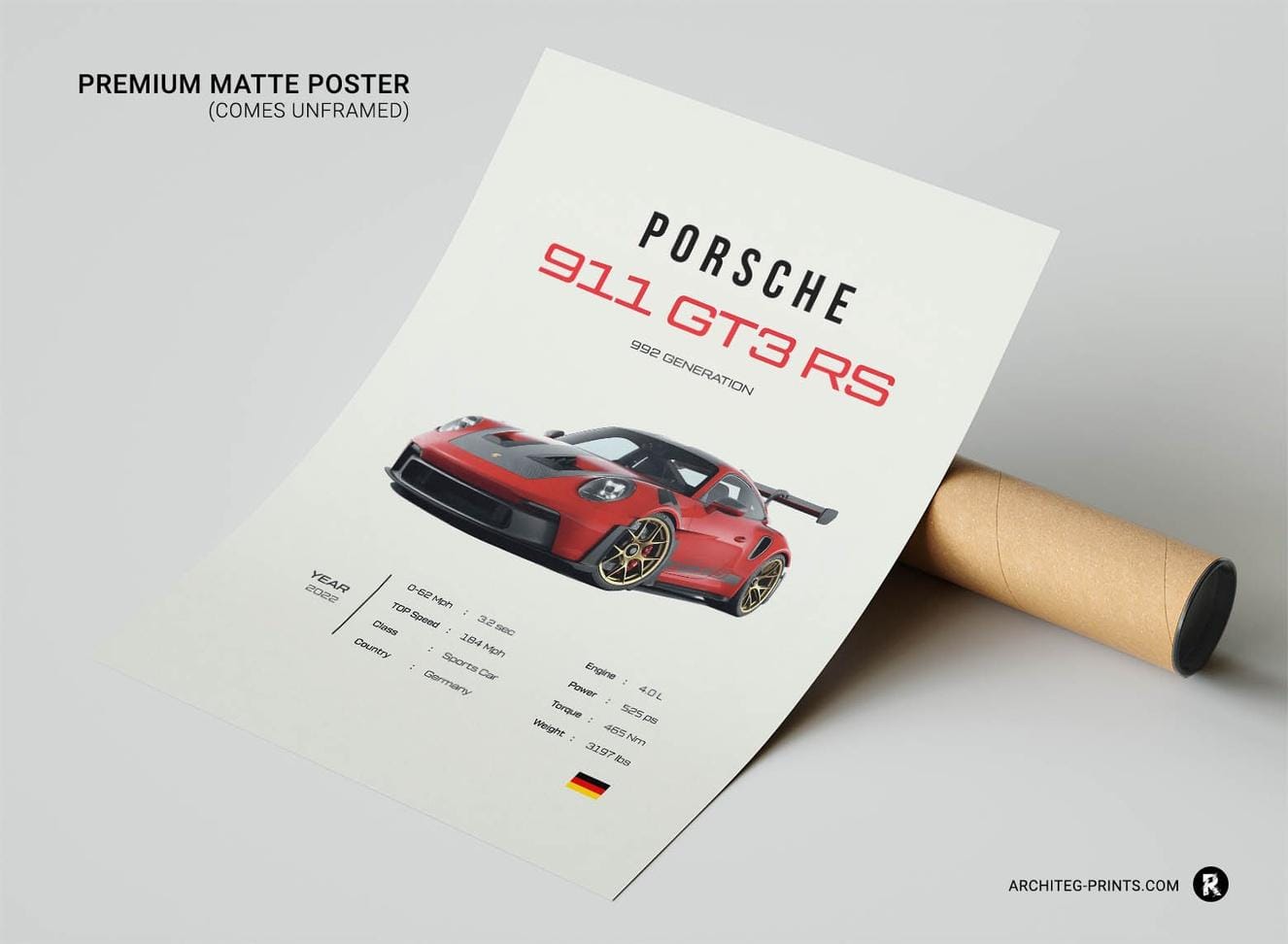 Porsche 911 GT3 RS 992 Gen - Sport Car Poster | Architeg Prints